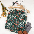 Prairie Flower Baby Romper: Green