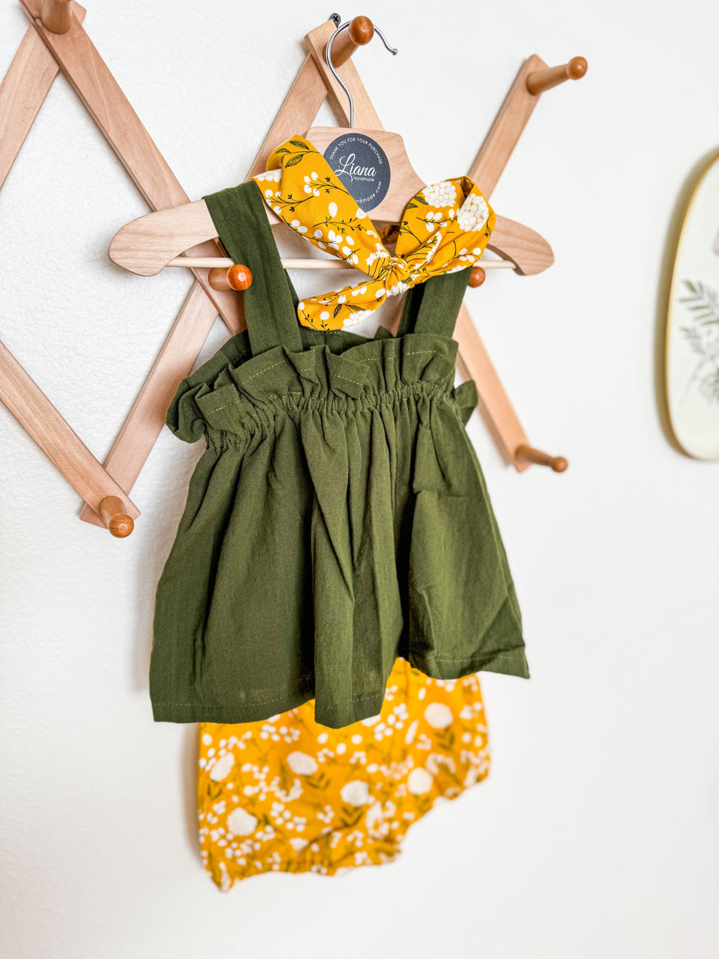 Toddler Girl Top and Bloomers Sets: Rust Floral or Yellow Prairie Adjustable Straps