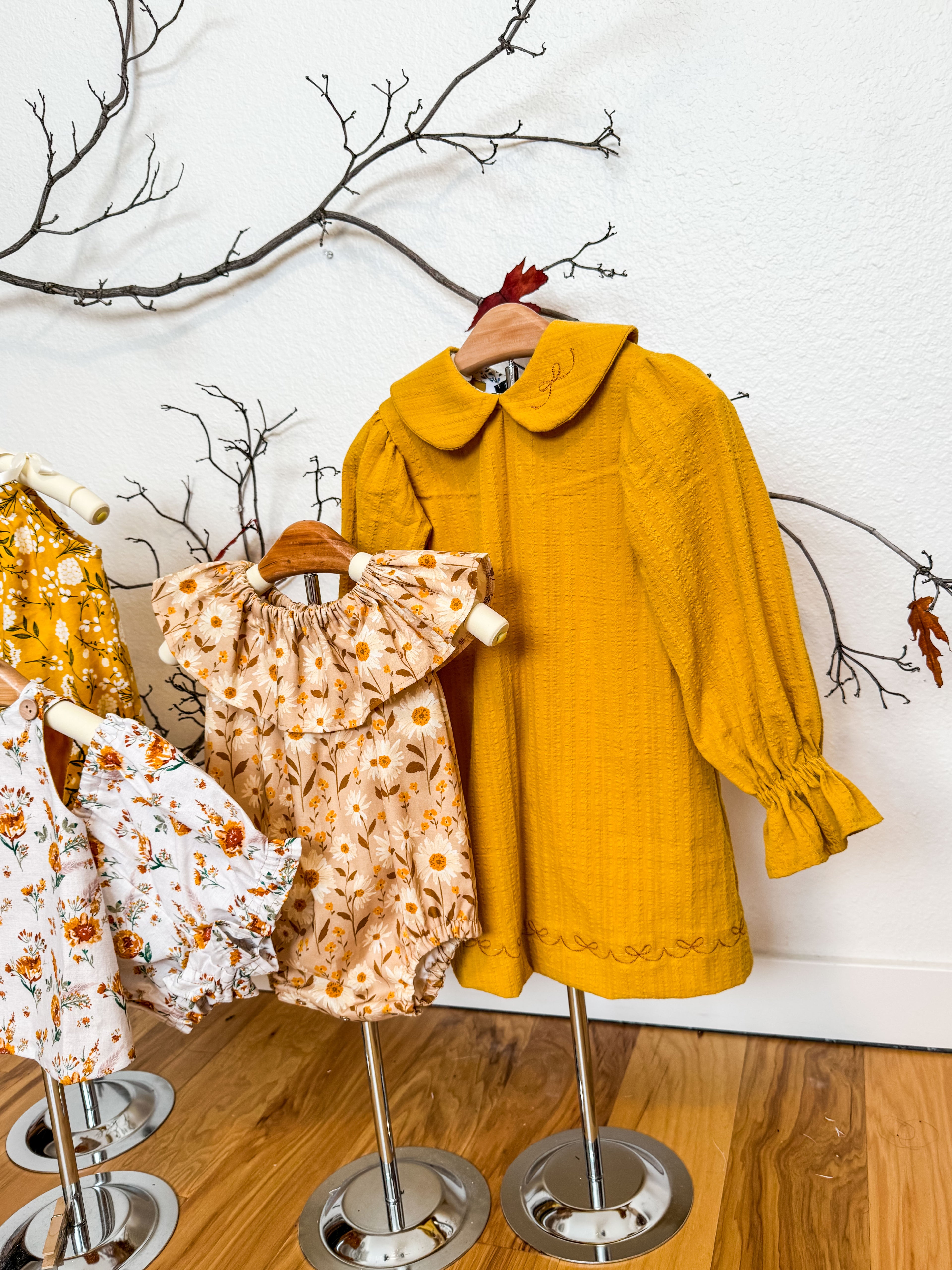 Toddler Gold Peter Pan Neck Dress
