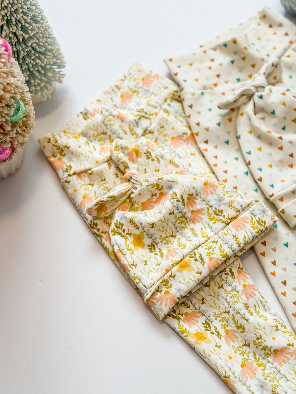 Baby Girl Legging Set:  Hearts or Floral Hat & Pants gift