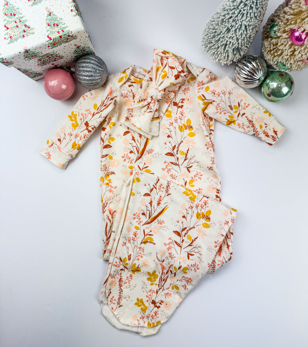 Wild Flowers Knot Gown for new baby