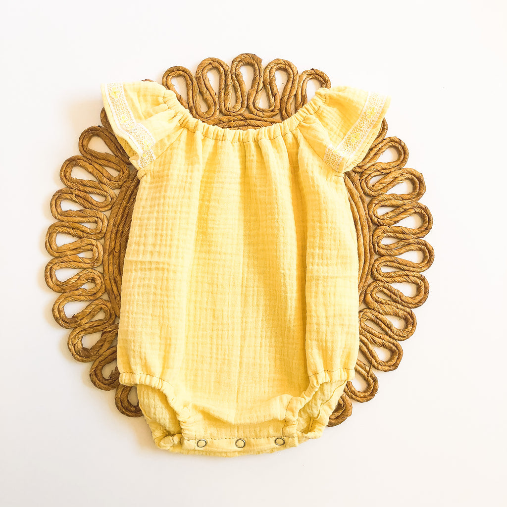 Spring Rompers: Pink or Yellow Ruffle Sleeve