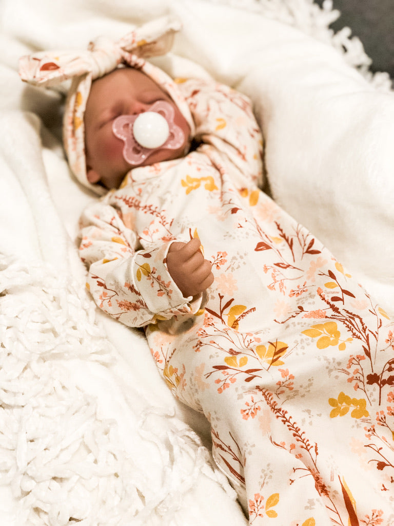 Wild Flowers Knot Gown for new baby