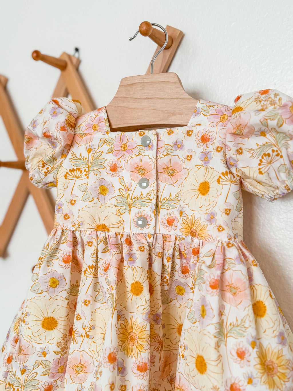 Spring, Summer Floral Puff Sleeve, with Pockets Dress