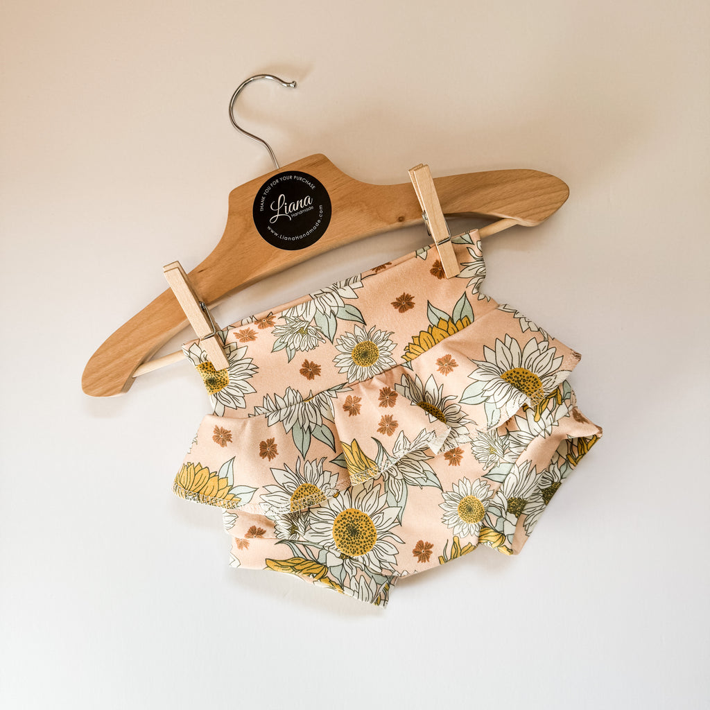 Ruffle Bummie: Boho Baby Bloomers, Sunflower