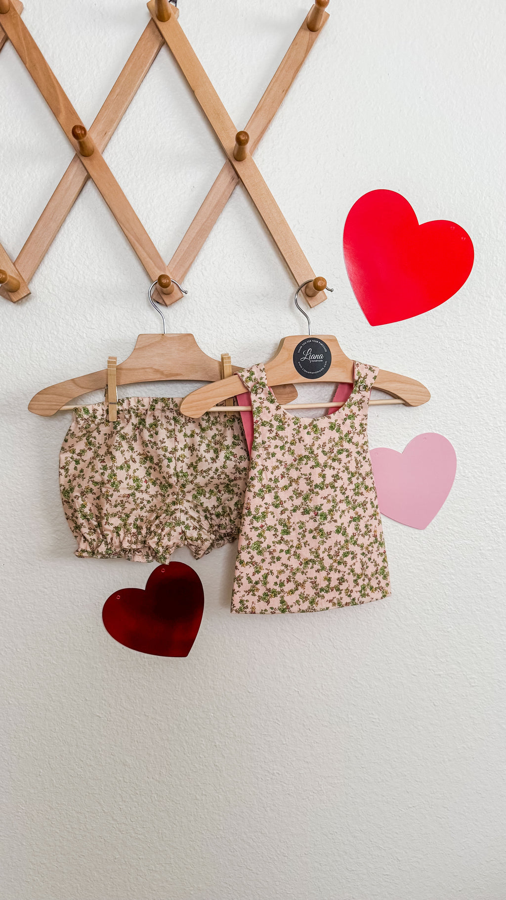 Tiny Vintage Floral Set: Pink Bloomer Top and Bloomers