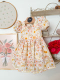 Spring, Summer Floral Puff Sleeve, with Pockets Dress