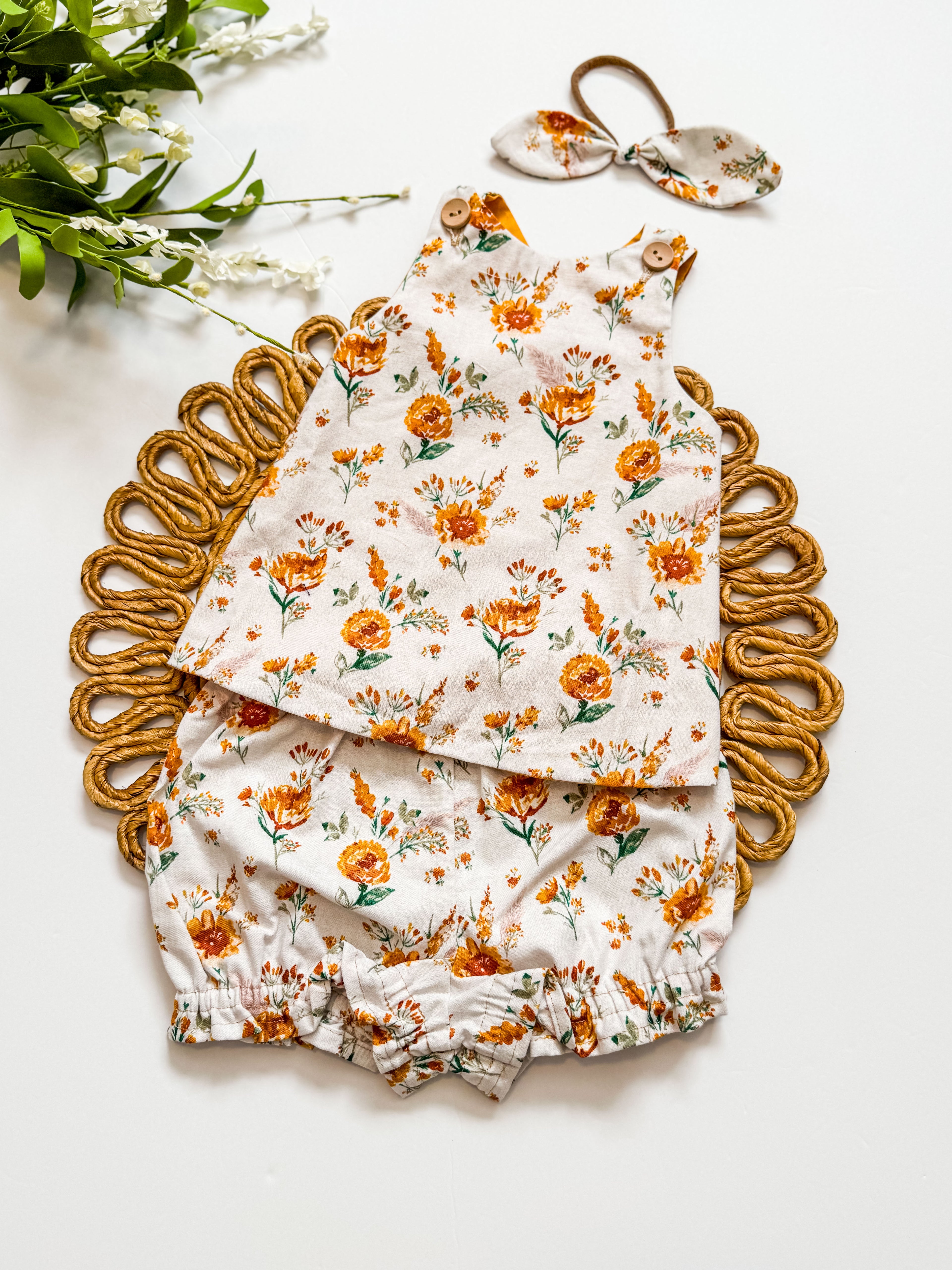 Cross Top and Bloomer Sets: Wild Flower or Yellow Floral