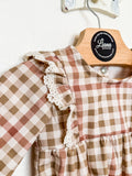 Fall Romper: Long Sleeve Plaid Romper, Ruffles, Toddler, Baby