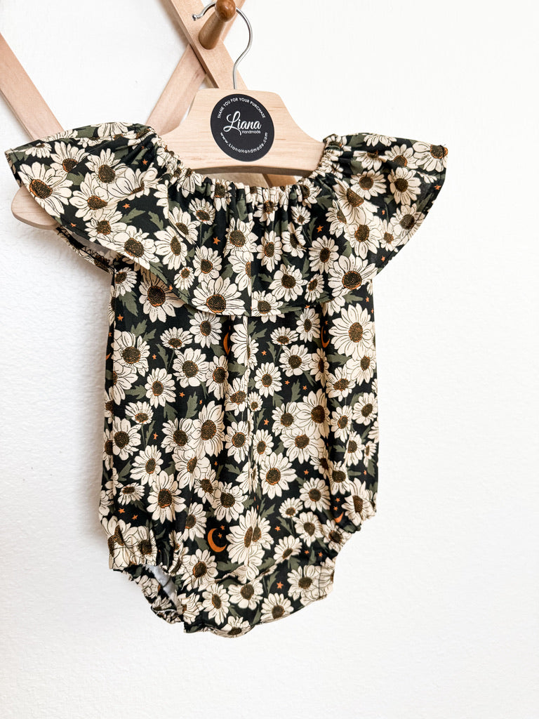 Daisy and Moon Romper: Ruffle Black and White