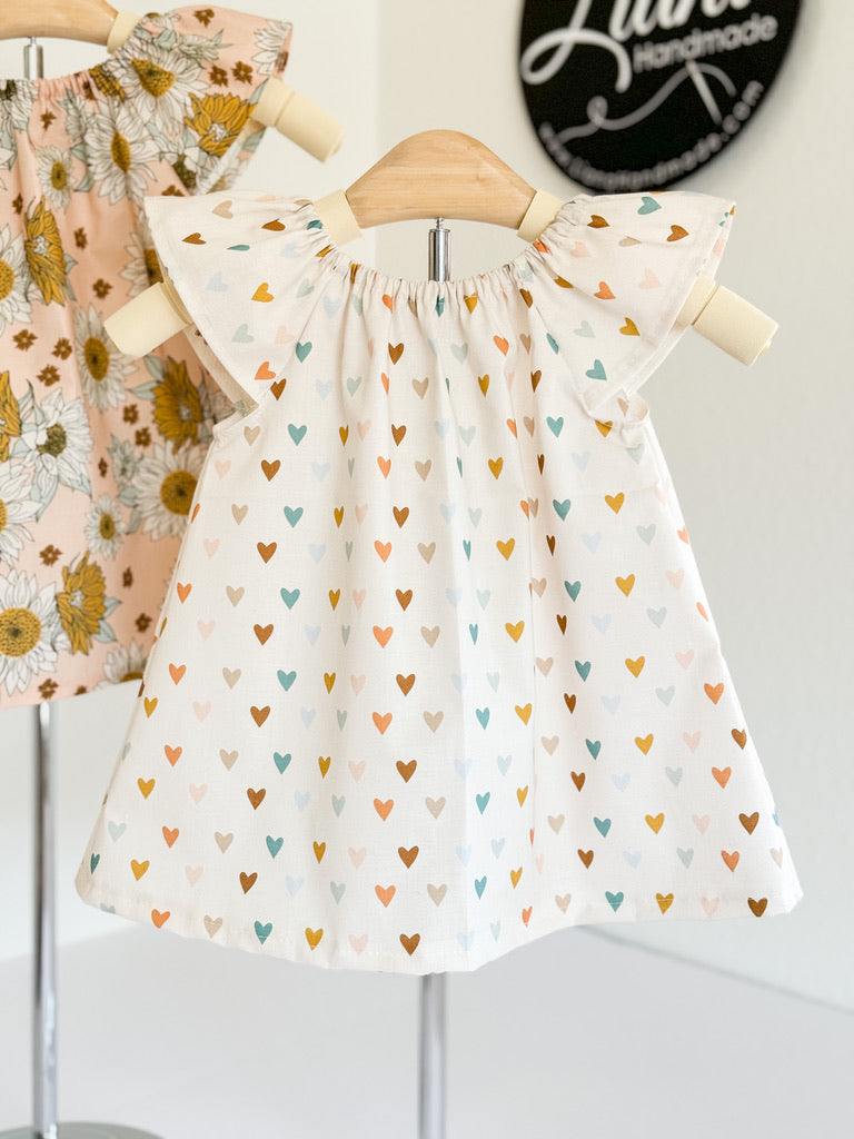 Flutter Sleeve Dresses, Hearts or Sunflowers