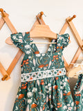 Green Toddler Feathers & Floral Dress