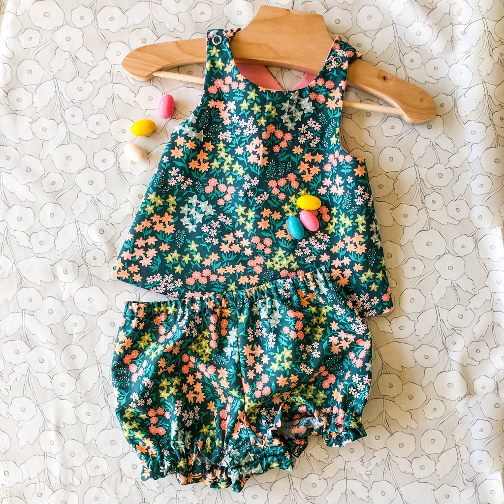Floral Baby Bloomer Sets: Handmade Cotton Spring Outfit
