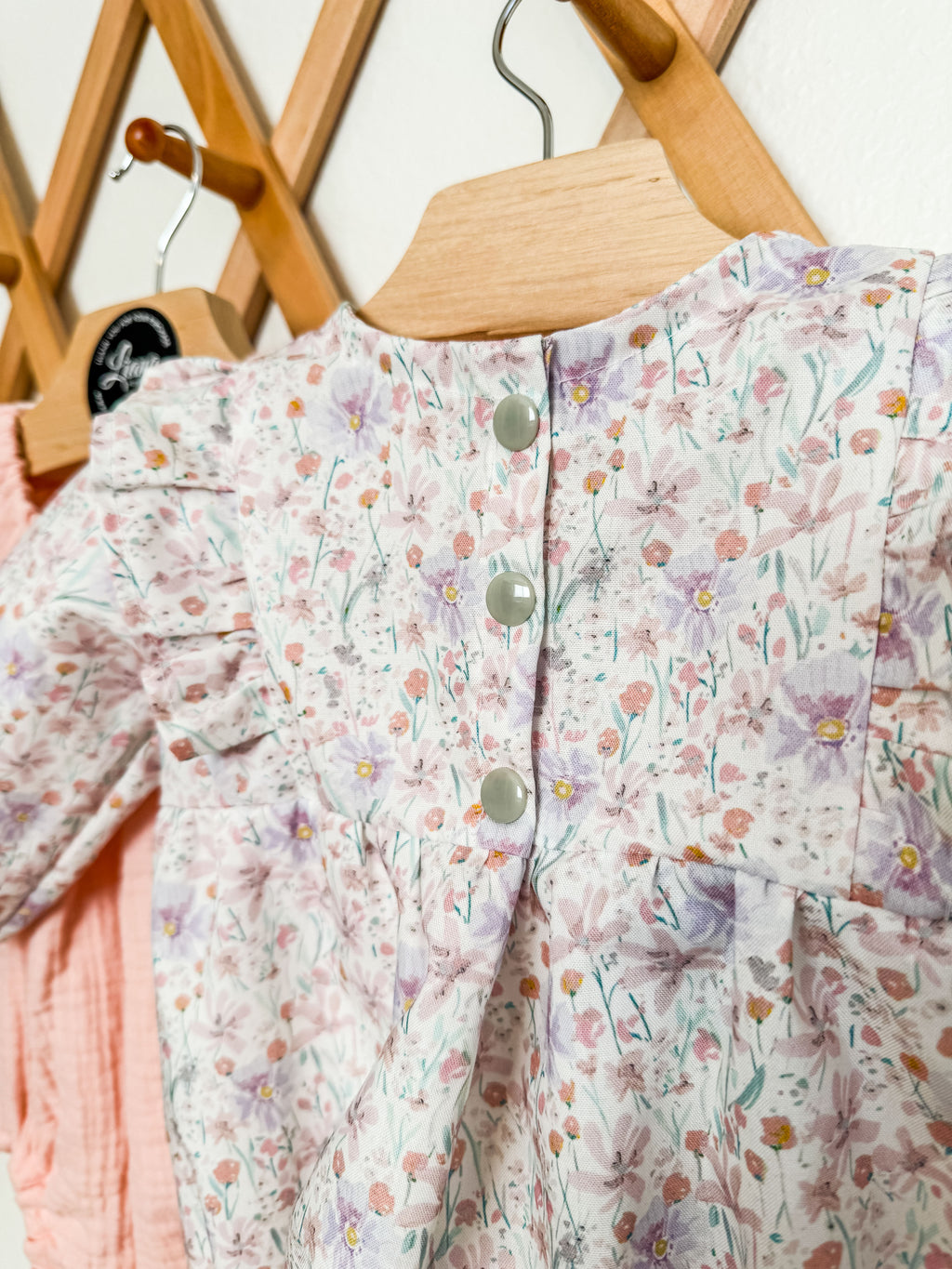 Spring Romper: Long Sleeve Pink Romper, Ruffles, Toddler, Baby