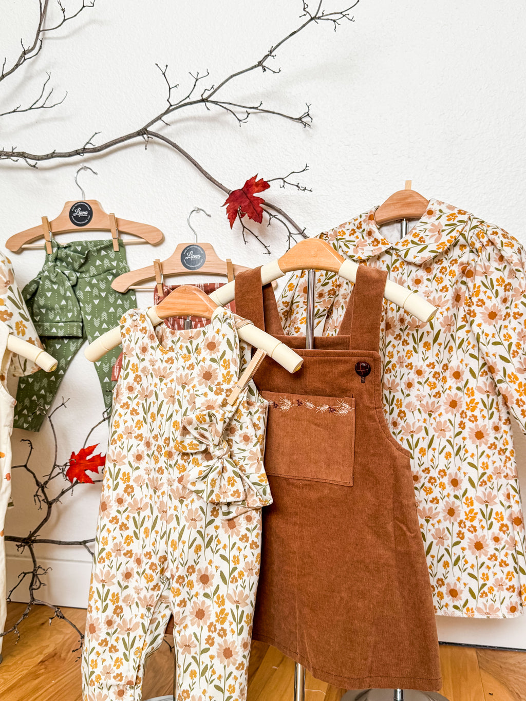 Toddler Dress: Neatural Floral with PeterPan Collar