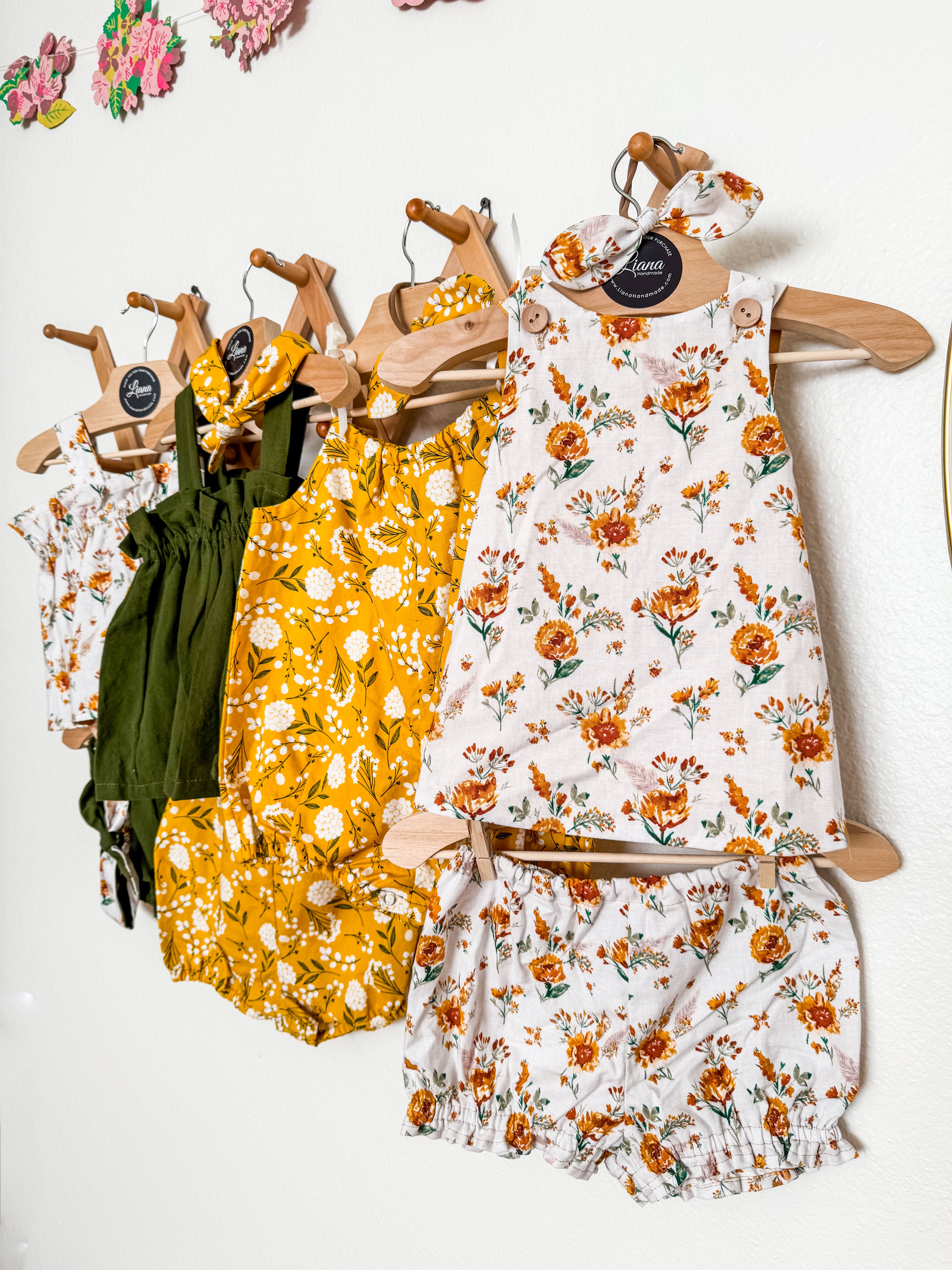 Cross Top and Bloomer Sets: Wild Flower or Yellow Floral