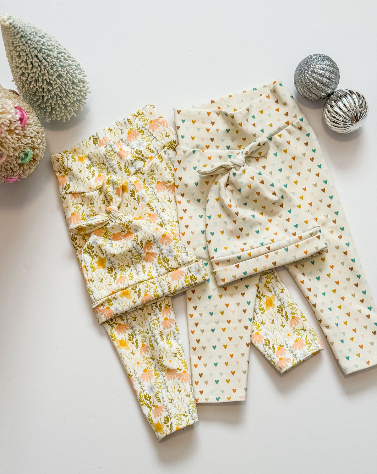 Baby Girl Legging Set:  Hearts or Floral Hat & Pants gift