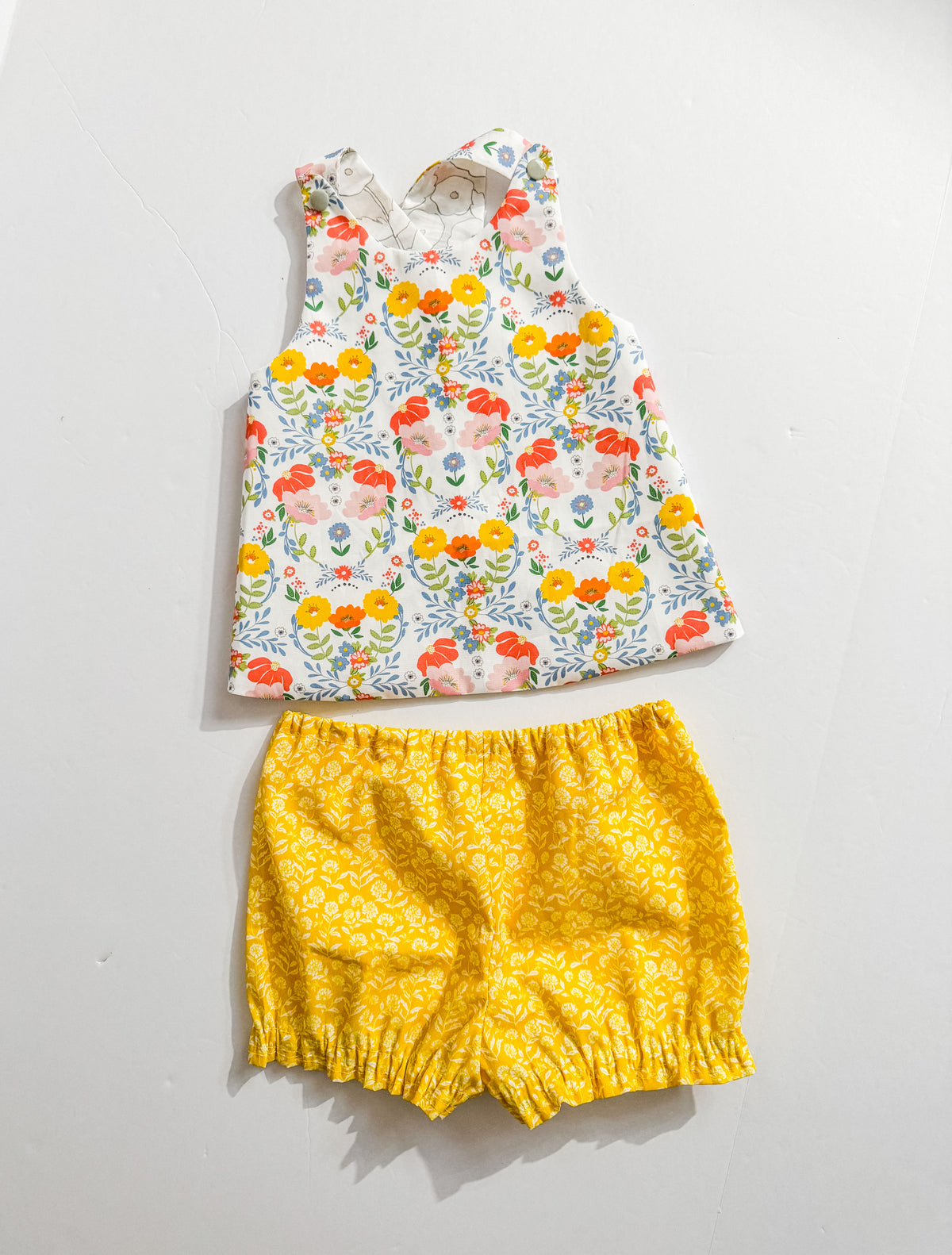 Yellow and Blue Baby Bloomer Sets: Summer Two Piece Outfit