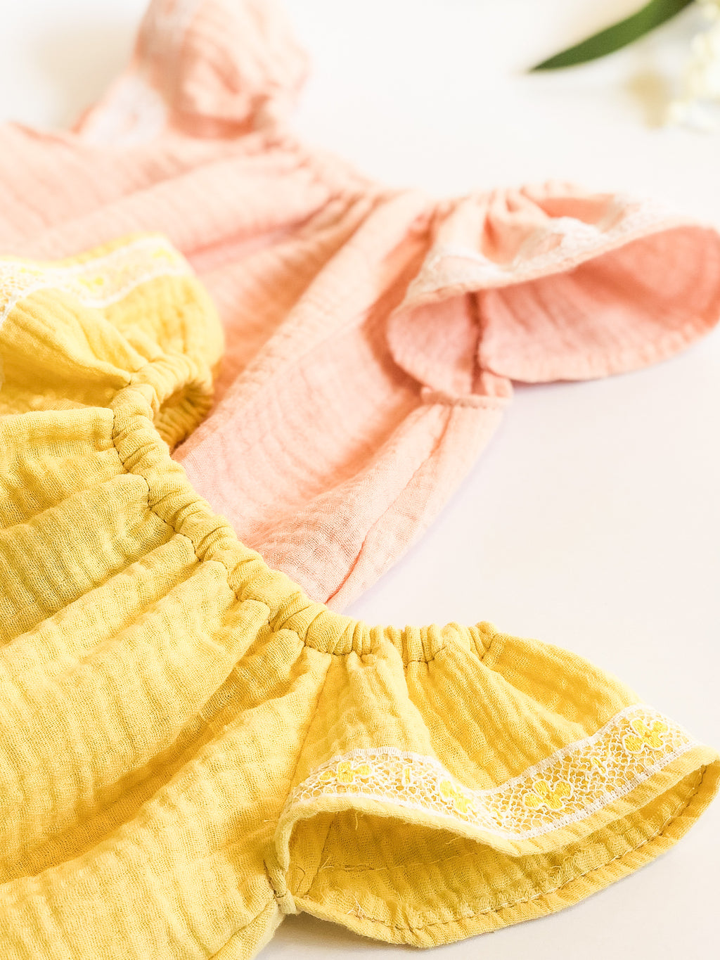 Spring Rompers: Pink or Yellow Ruffle Sleeve