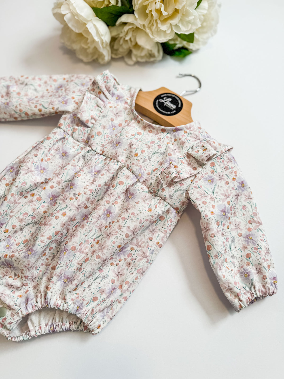 Spring Romper: Long Sleeve Pink Romper, Ruffles, Toddler, Baby