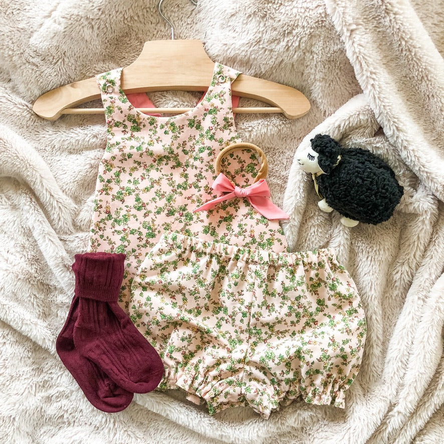 Floral Baby Bloomer Sets: Handmade Cotton Spring Outfit