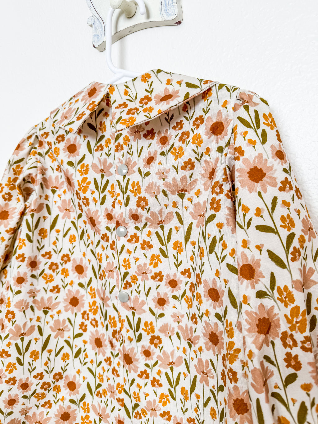 Toddler Dress: Neatural Floral with PeterPan Collar