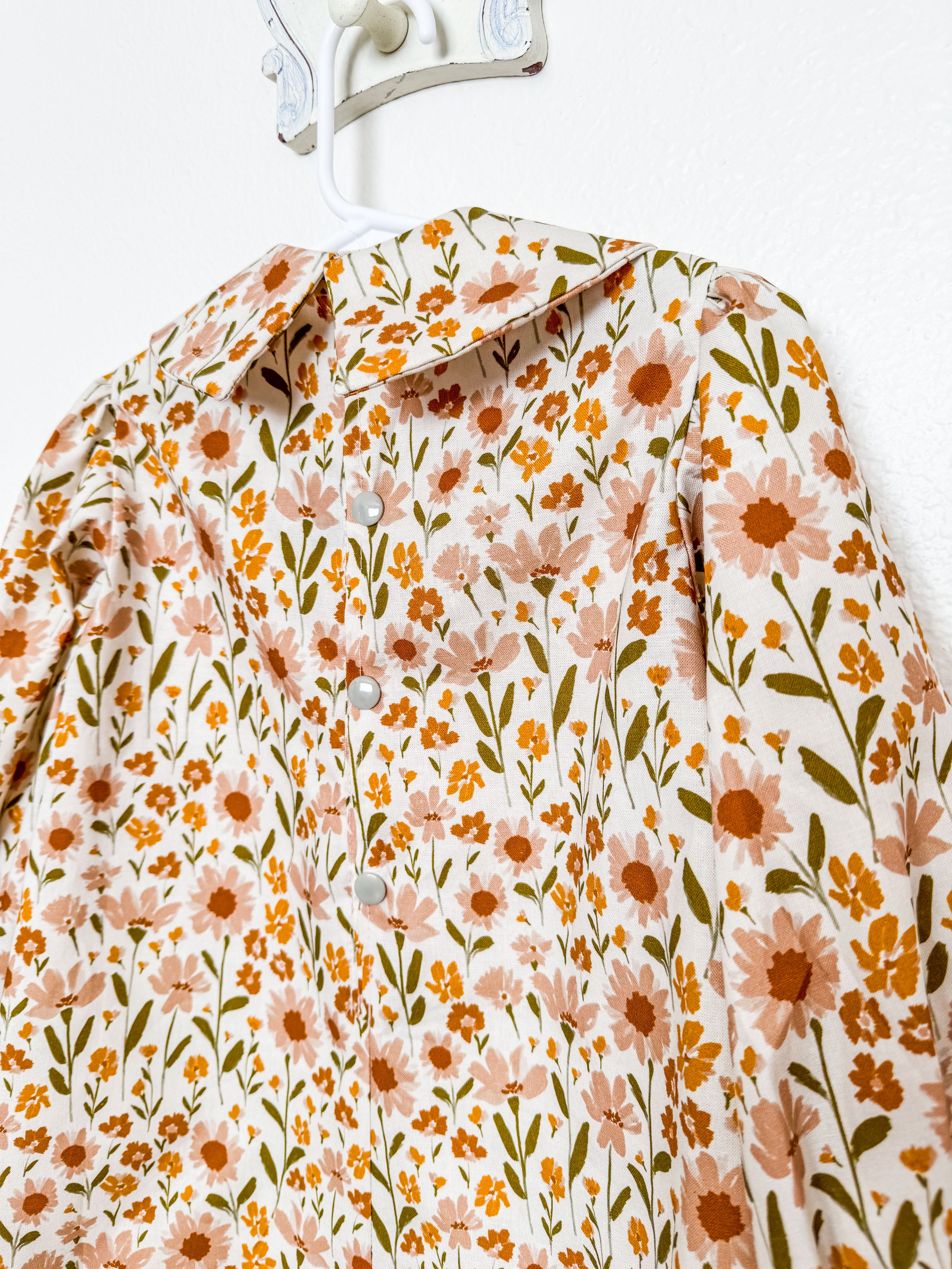Toddler Dress: Neatural Floral with PeterPan Collar