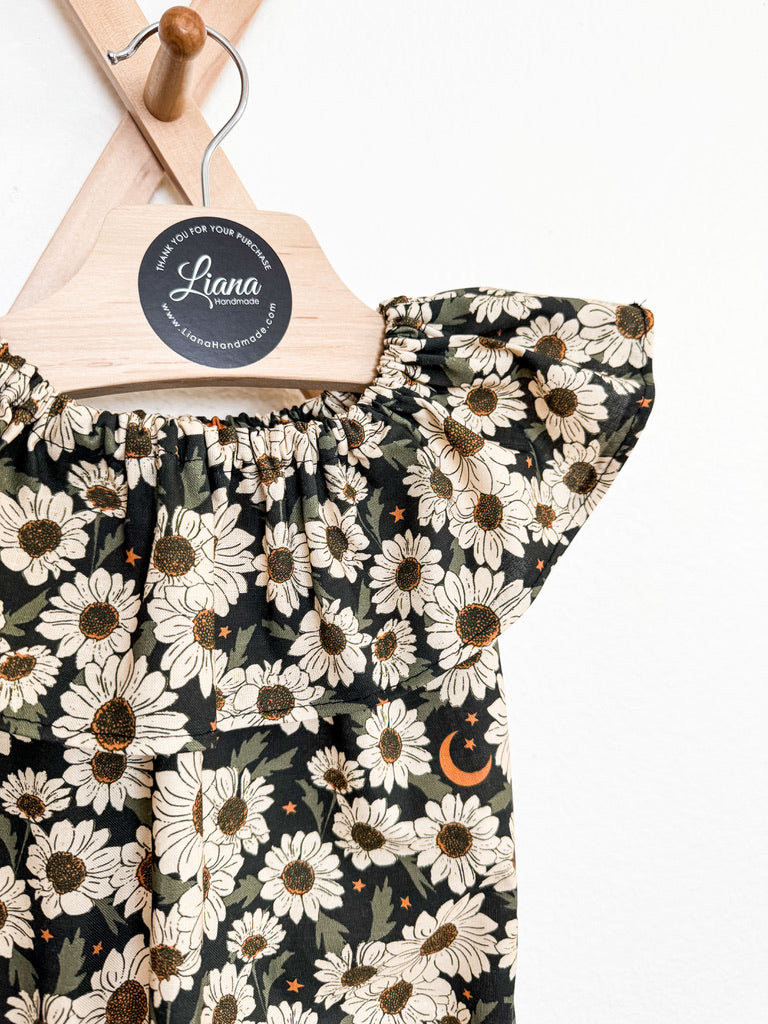 Daisy and Moon Romper: Ruffle Black and White