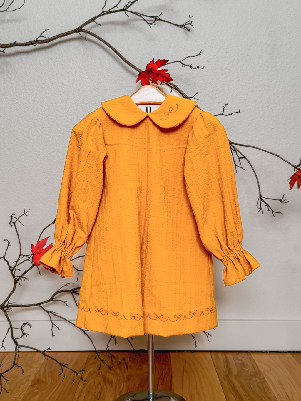 Toddler Gold Peter Pan Neck Dress