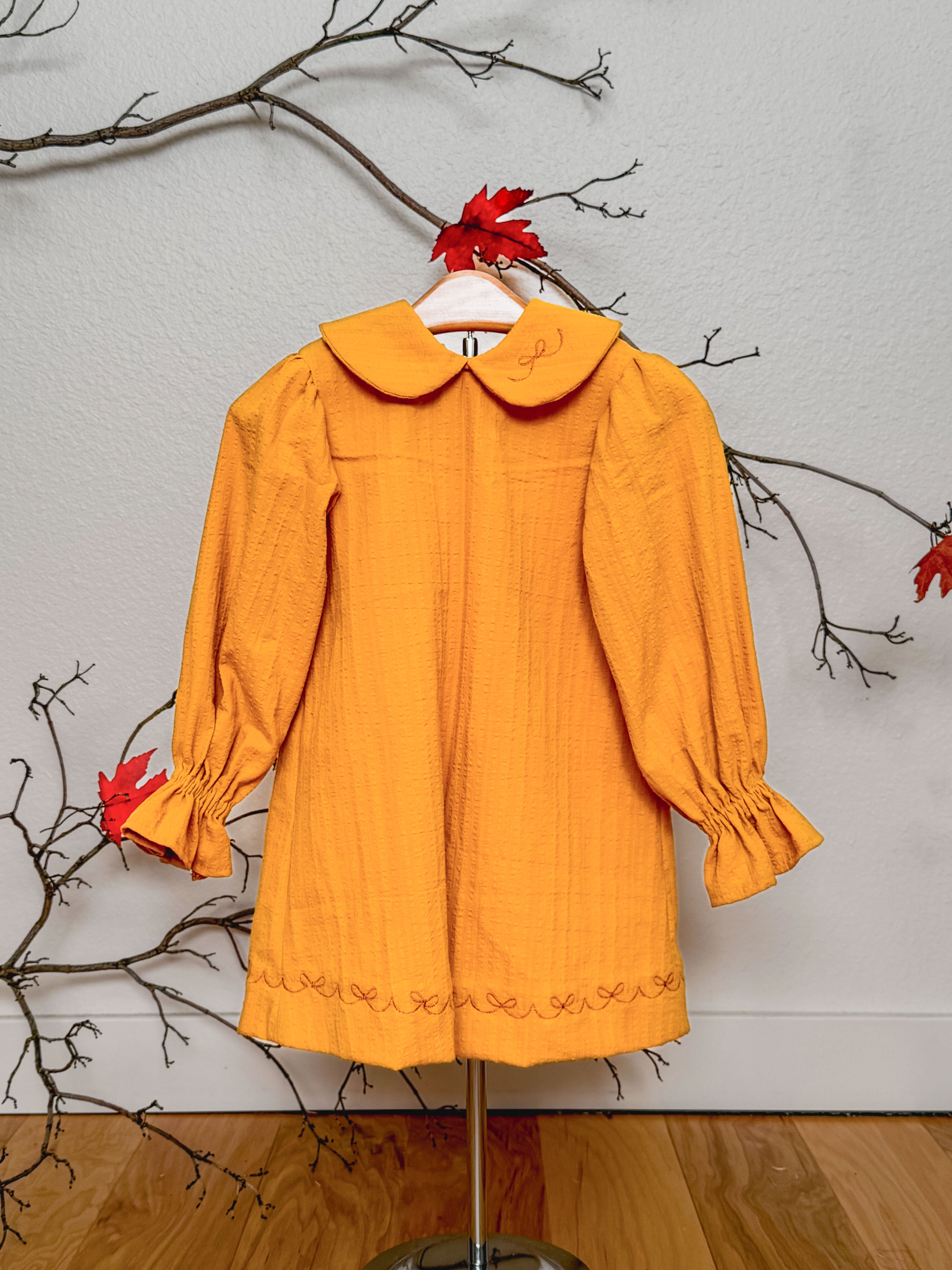 Toddler Gold Peter Pan Neck Dress
