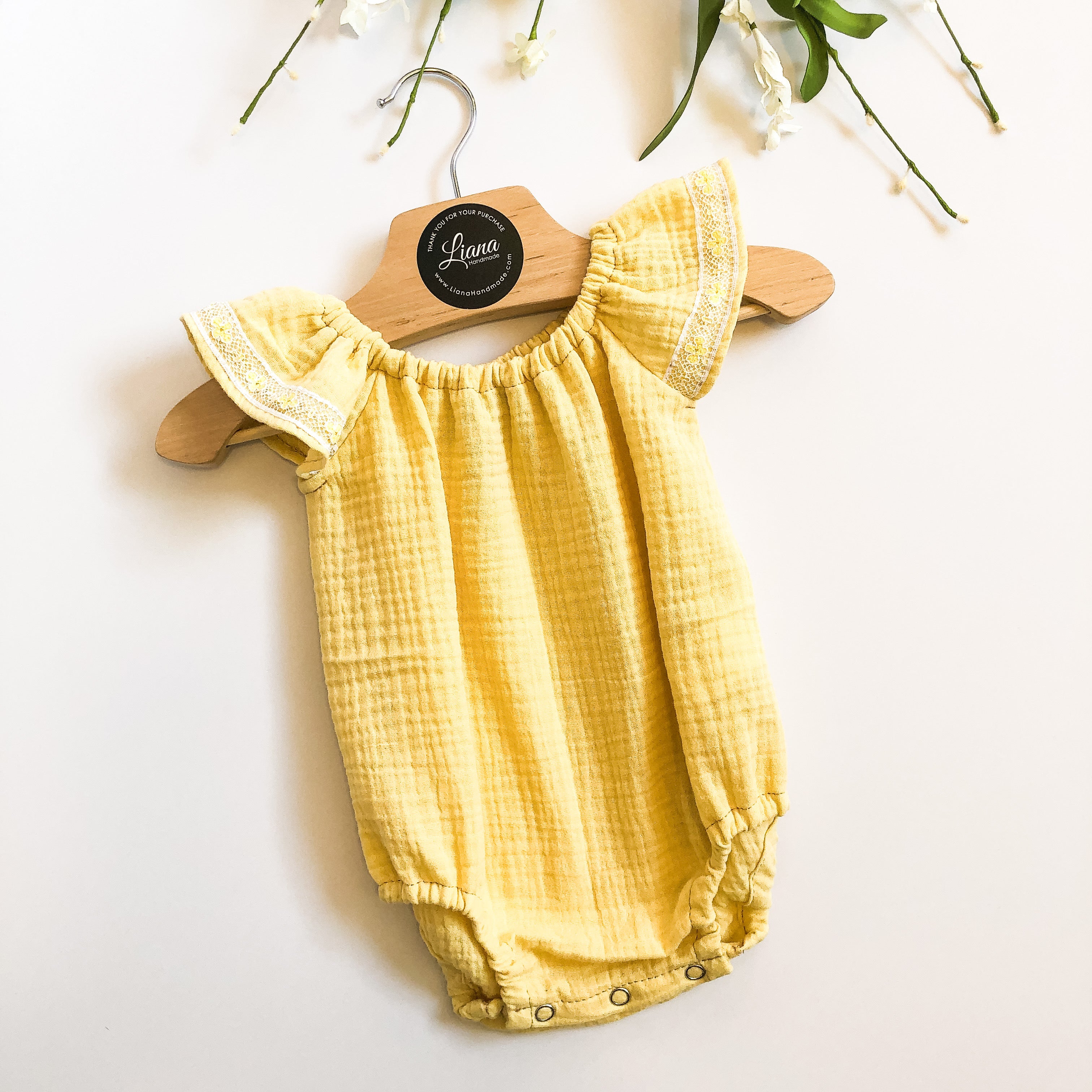 Spring Rompers: Pink or Yellow Ruffle Sleeve