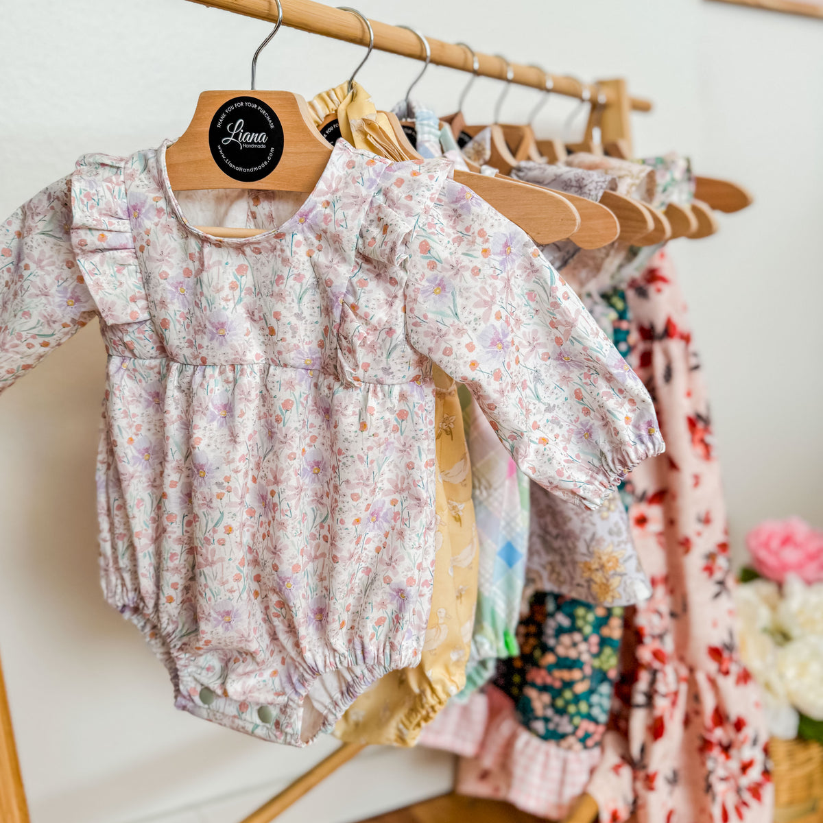 Spring Romper: Long Sleeve Pink Romper, Ruffles, Toddler, Baby