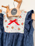 Summer Romper: Sleeveless Navy Eyelet Romper, Ruffles, Toddler, Baby