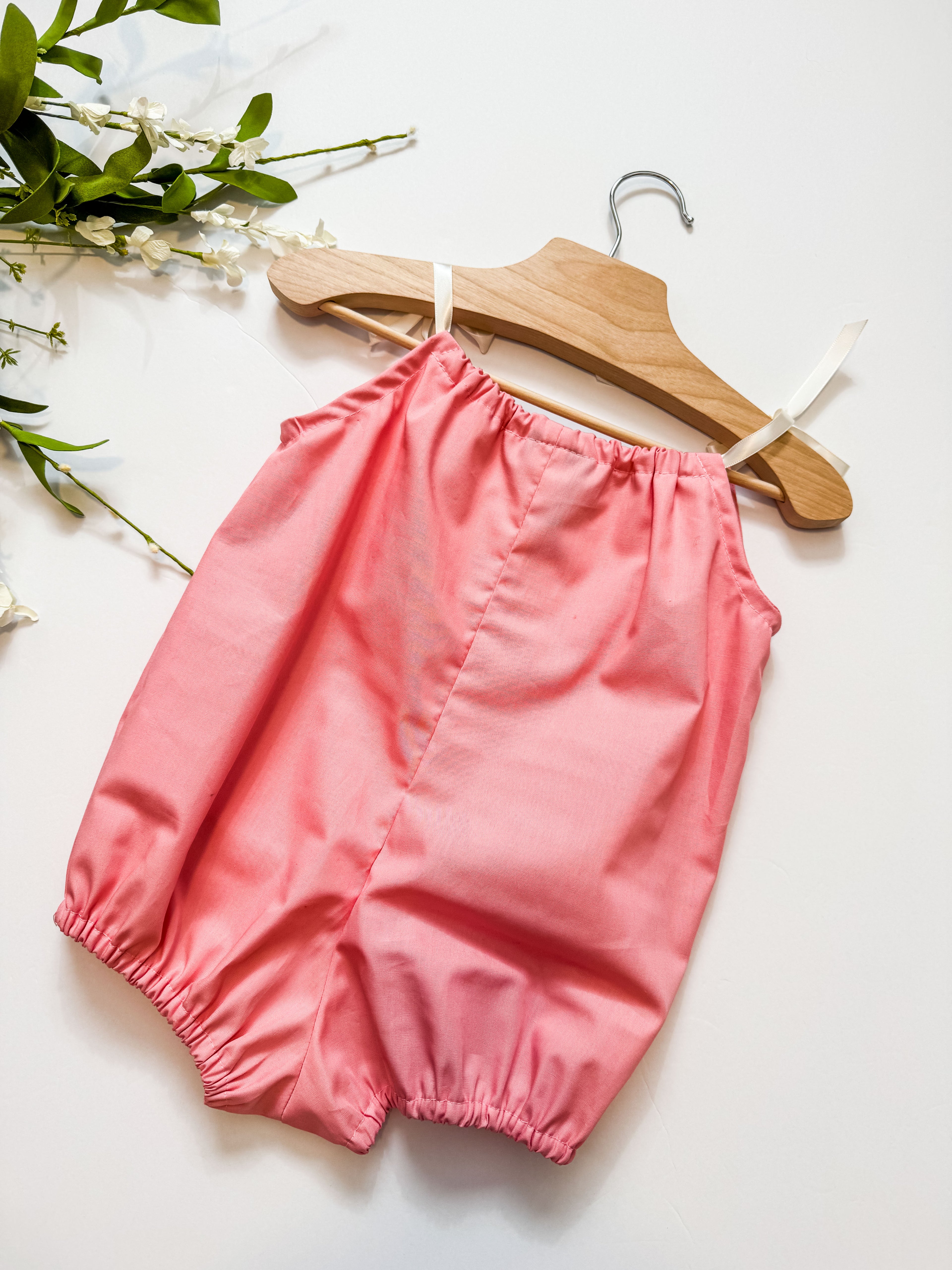 Baby Bird Embroidered Pink Baby Romper