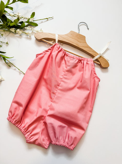 Baby Bird Embroidered Pink Baby Romper