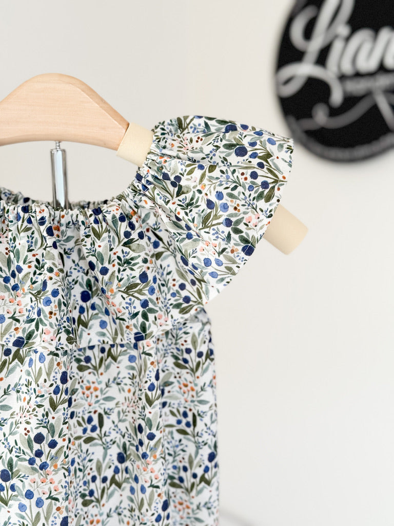 Blueberry Fruit Ruffle Neck Romper