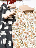 Neutral Floral Overall Romper with Headband
