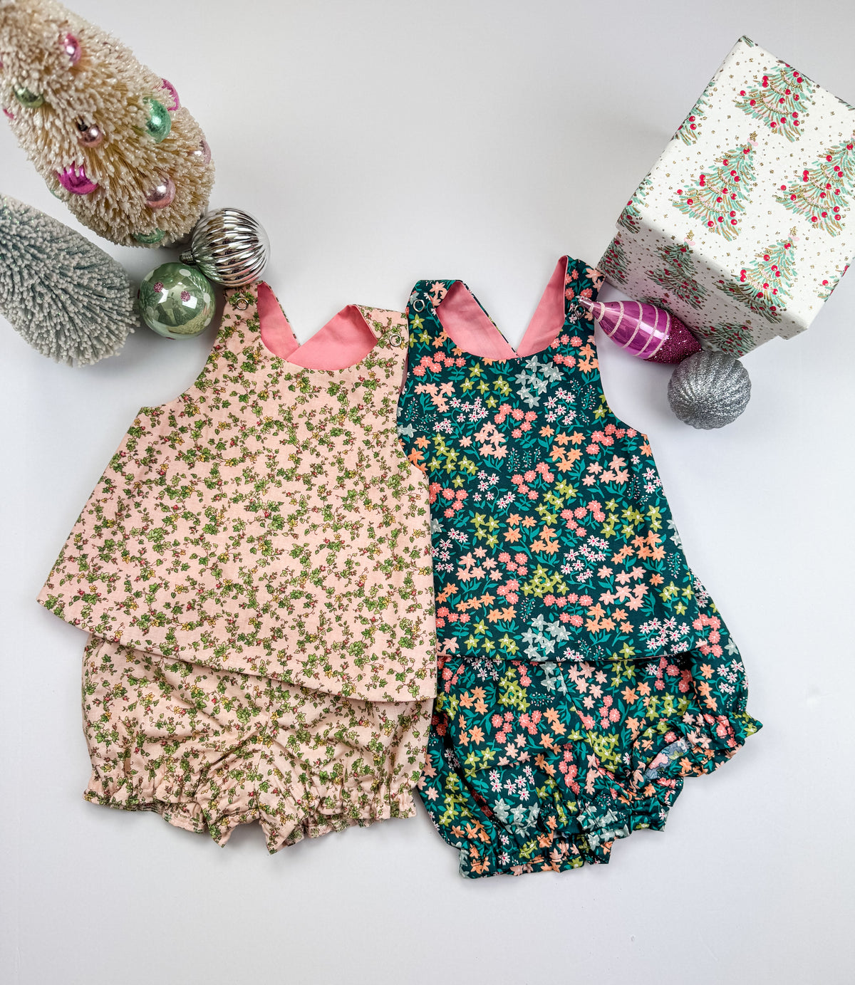 Floral Baby Bloomer Sets: Handmade Cotton Spring Outfit