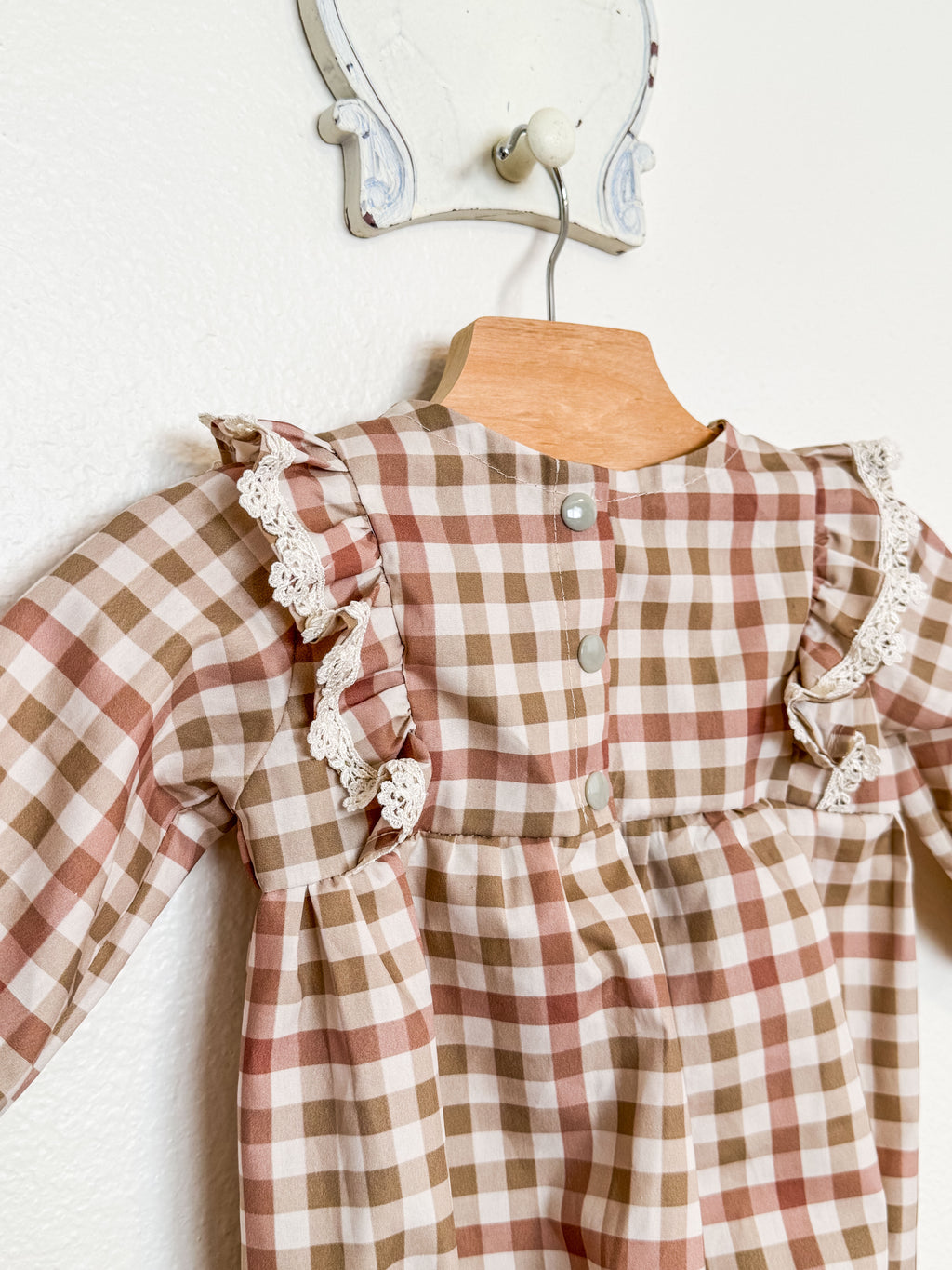 Fall Romper: Long Sleeve Plaid Romper, Ruffles, Toddler, Baby