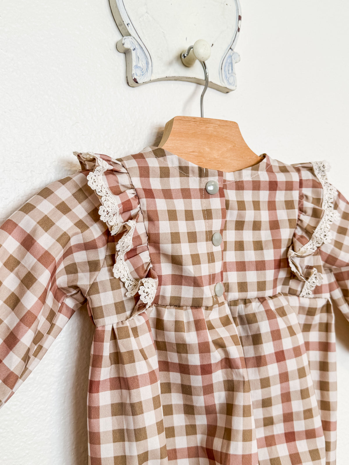 Fall Romper: Long Sleeve Plaid Romper, Ruffles, Toddler, Baby