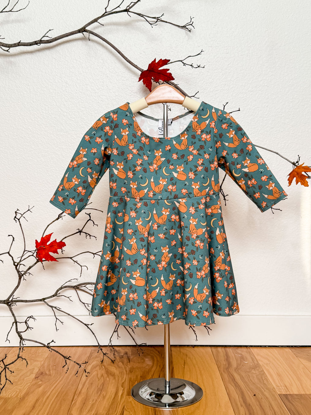 Fox and Acorn Knit Toddler Dress