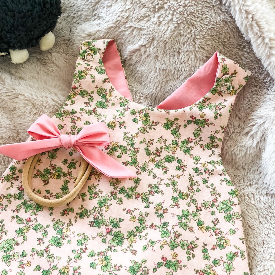 Tiny Vintage Floral Set: Pink Bloomer Top and Bloomers