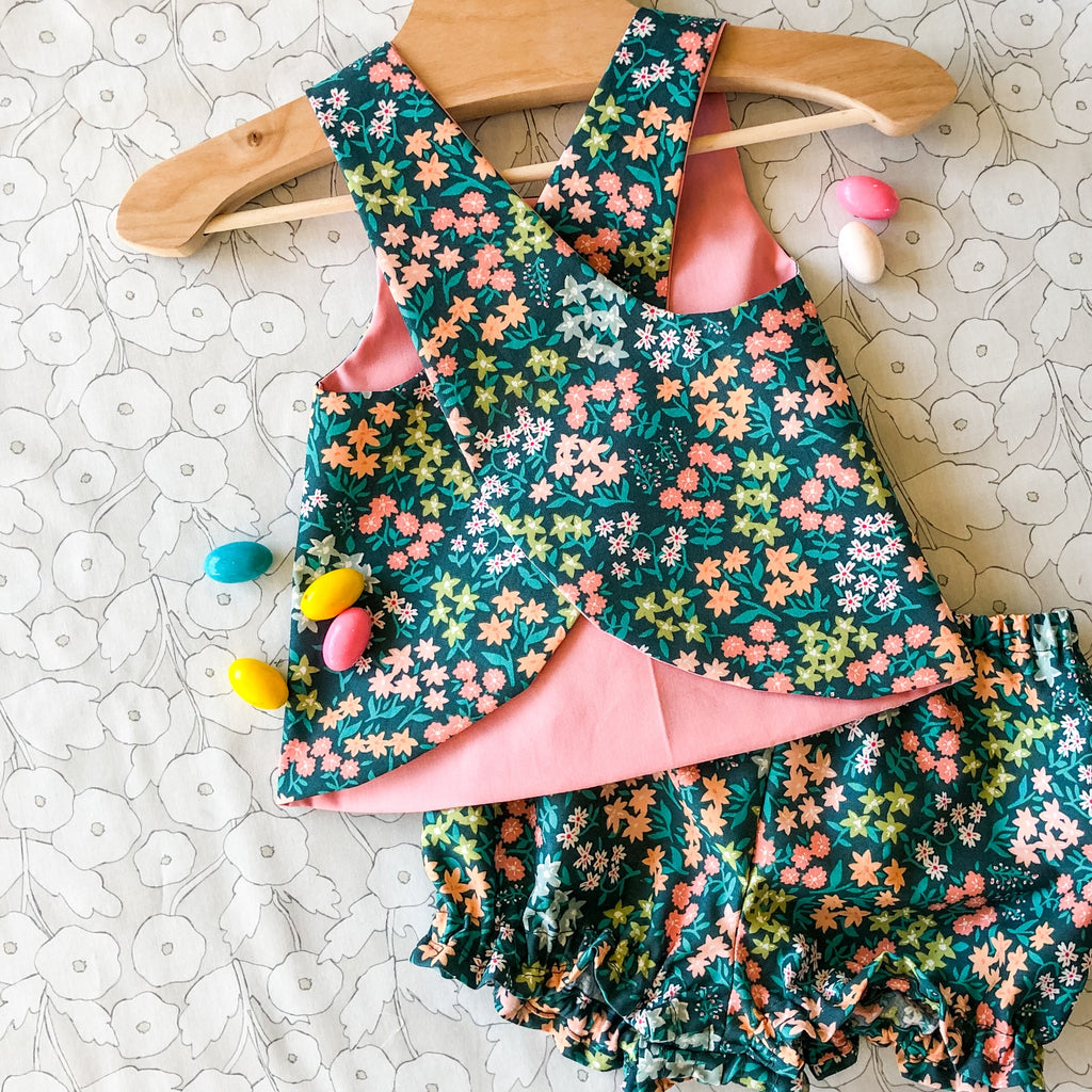 Floral Baby Bloomer Sets: Handmade Cotton Spring Outfit