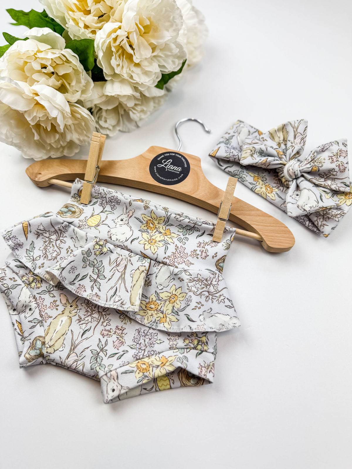 Spring Bummie with Headband: Assorted Prints, Bunny or Plaid
