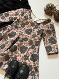 Lavender Floral Knit Toddler Dress: Handmade Purple Twirl Dress