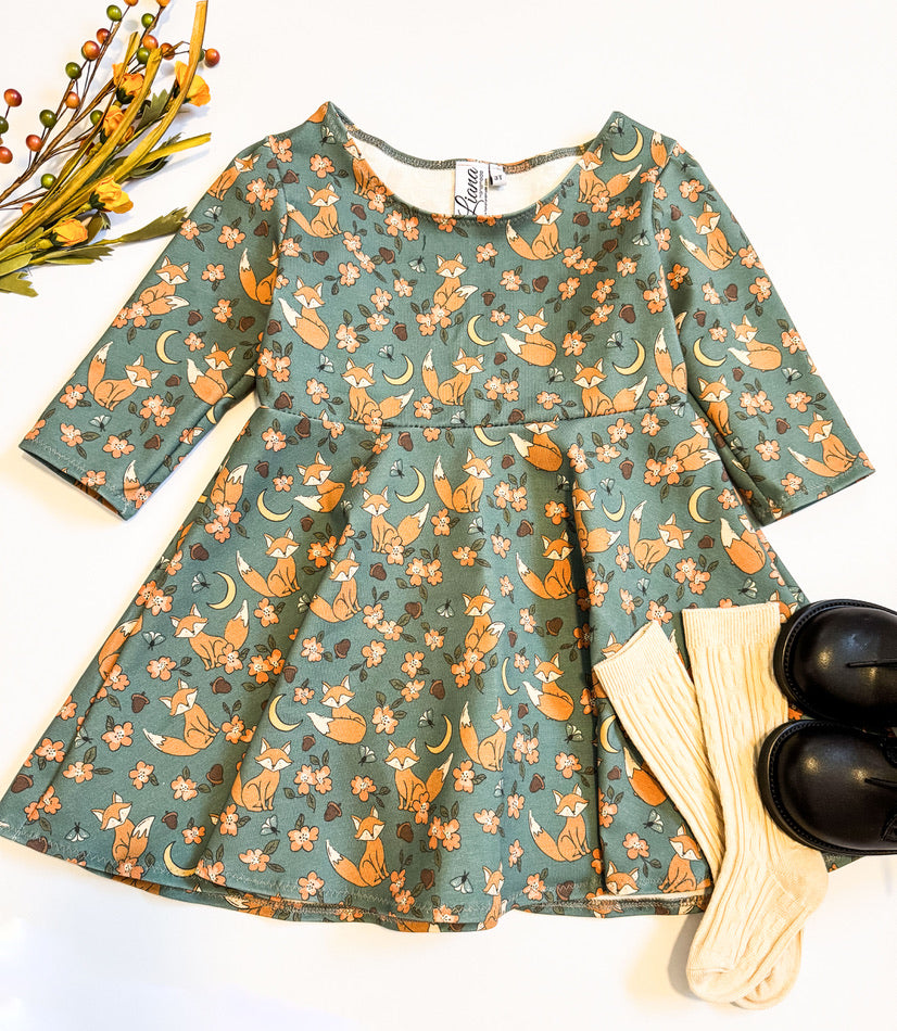 Fox and Acorn Knit Toddler Dress