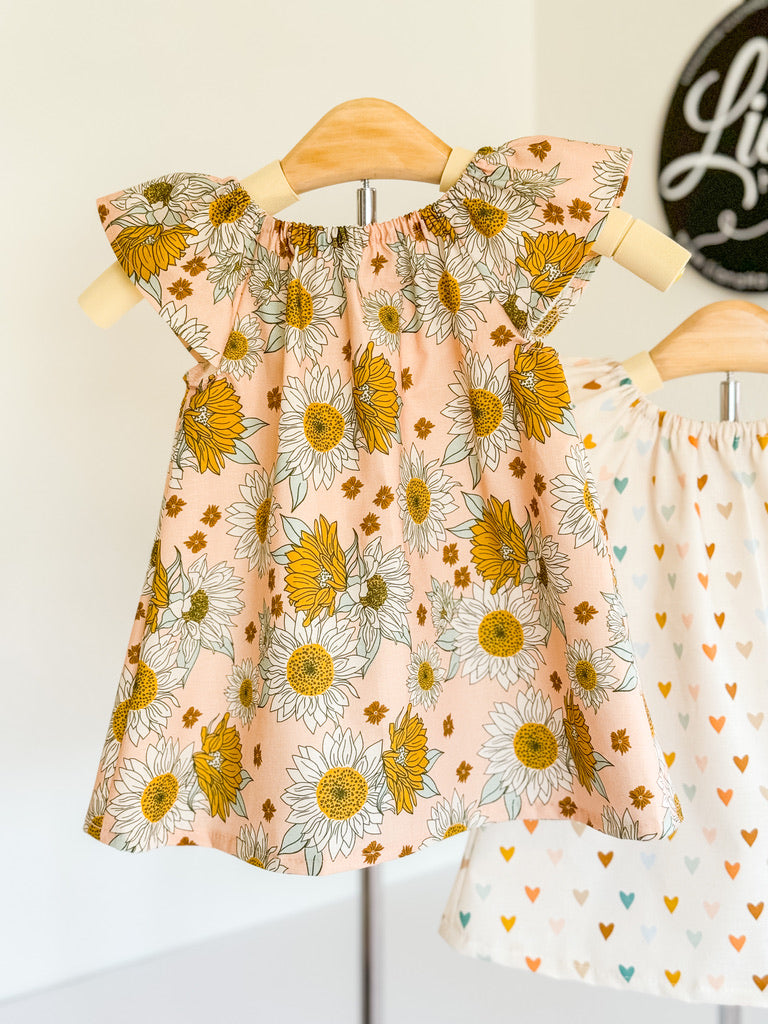 Flutter Sleeve Dresses, Hearts or Sunflowers