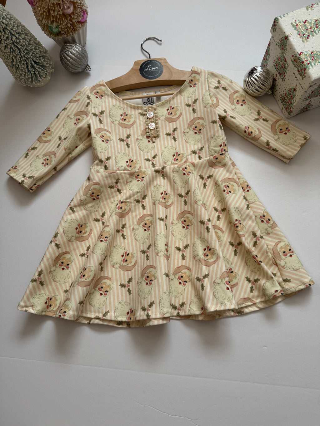 Seasonal Knit Toddler Dresses: Vintage Santa, Twirl Dresses