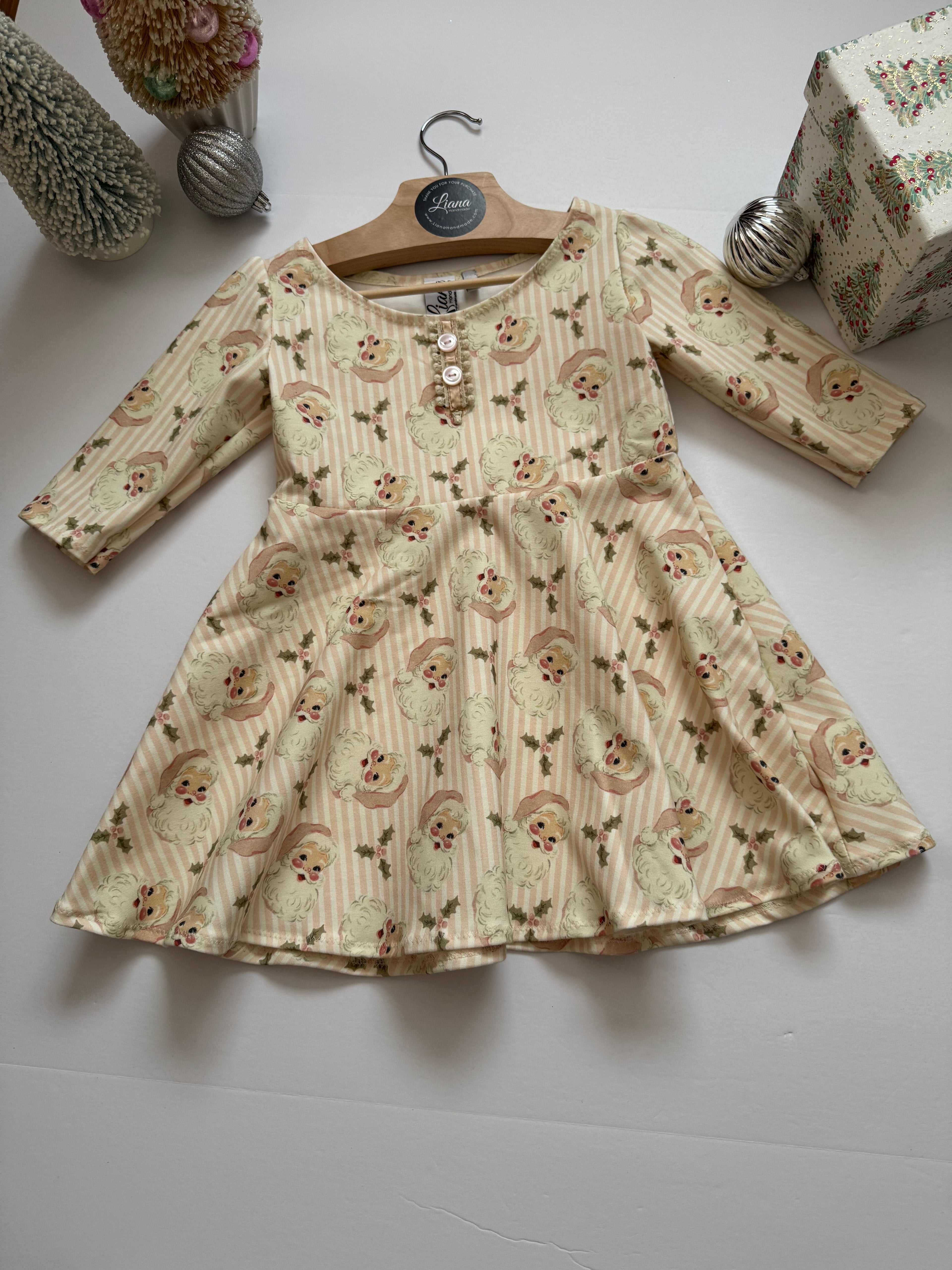 Seasonal Knit Toddler Dresses: Vintage Santa, Twirl Dresses
