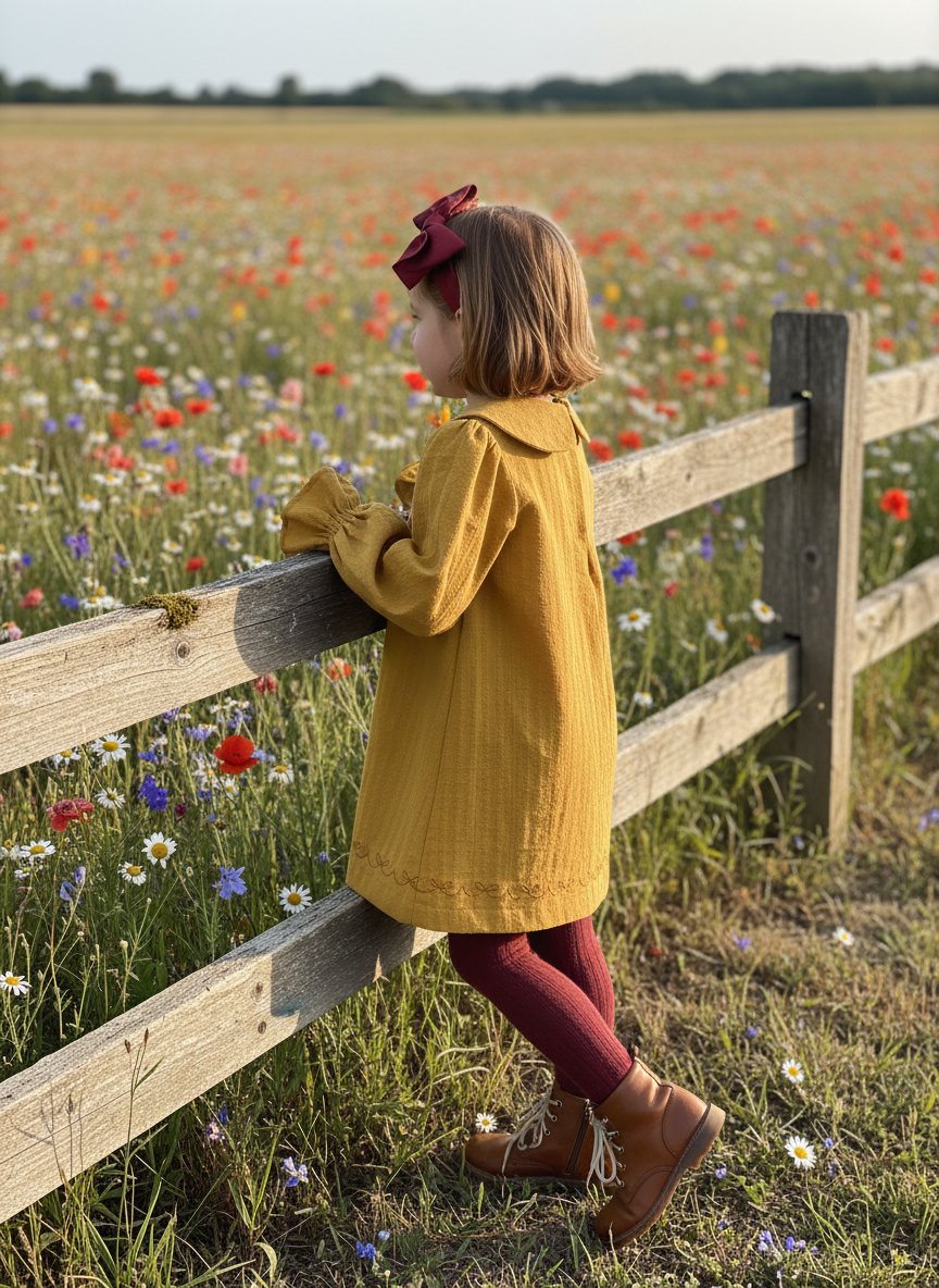 Toddler Gold Peter Pan Neck Dress